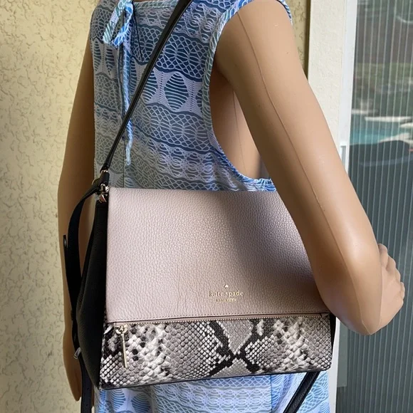 Kate Spade Medium Flap Shoulder Bag Natural Multi Mixed Material - Picture 15 of 16